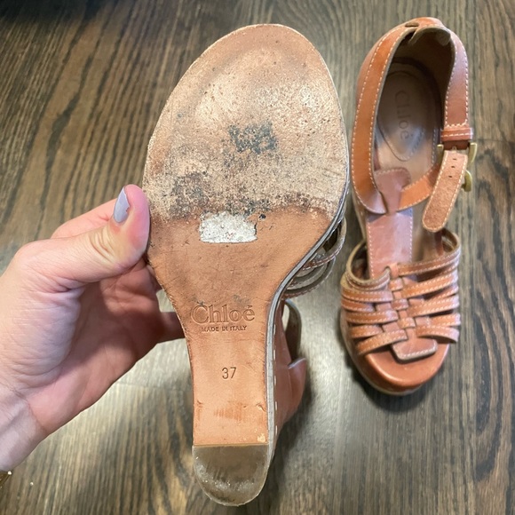 Chloè Wedges. Brown leather - Picture 5 of 6
